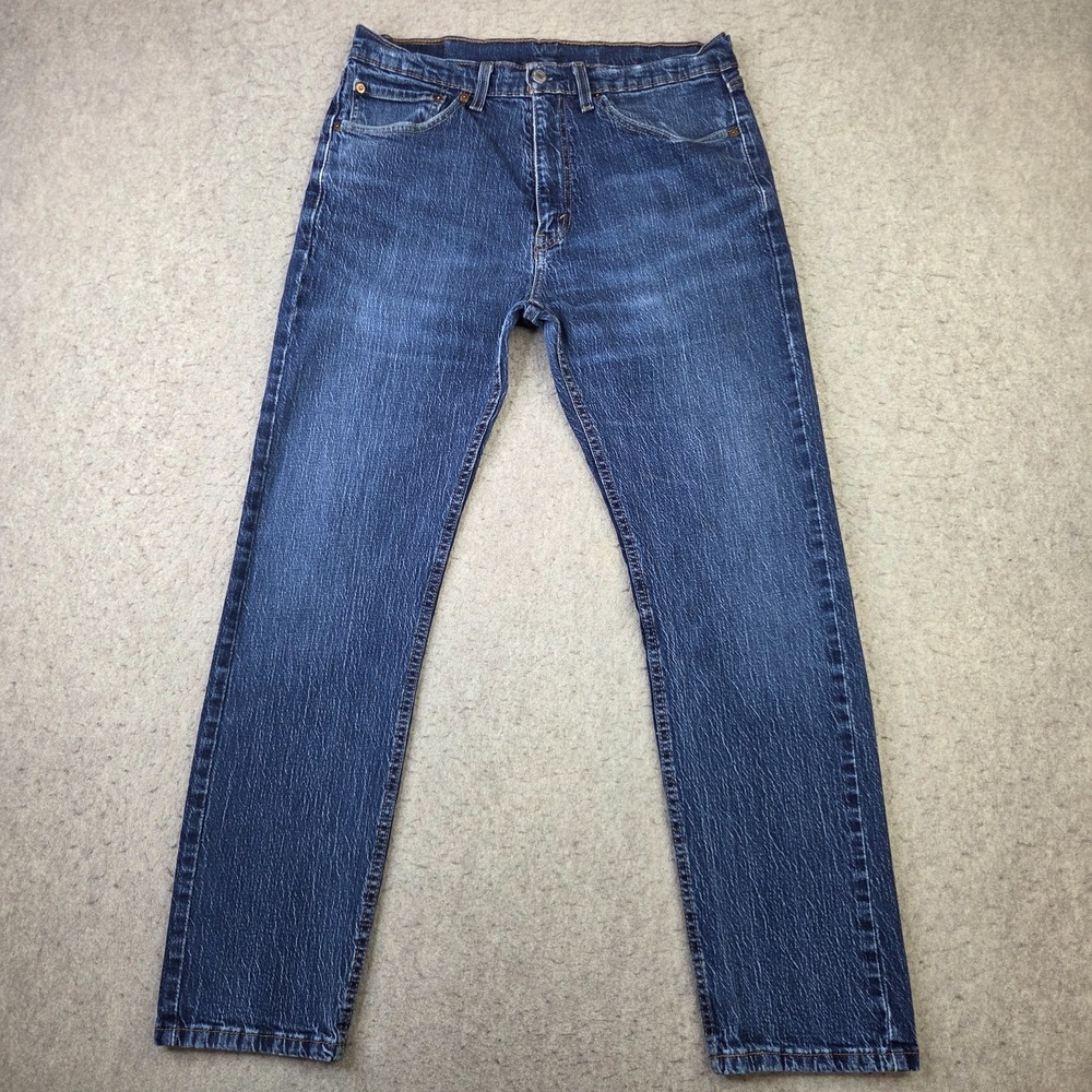 Levis 505 Jeans Mens 34x30 Blue Regular Fit Straight Leg Dark Wash Denim Pants